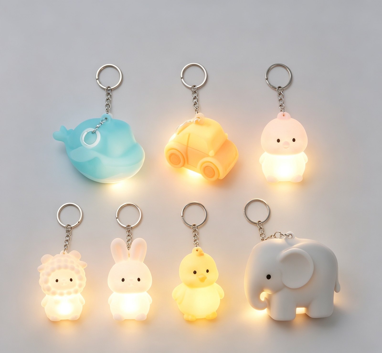 Mini Silicone Cute Keychain Light, Rechargeable