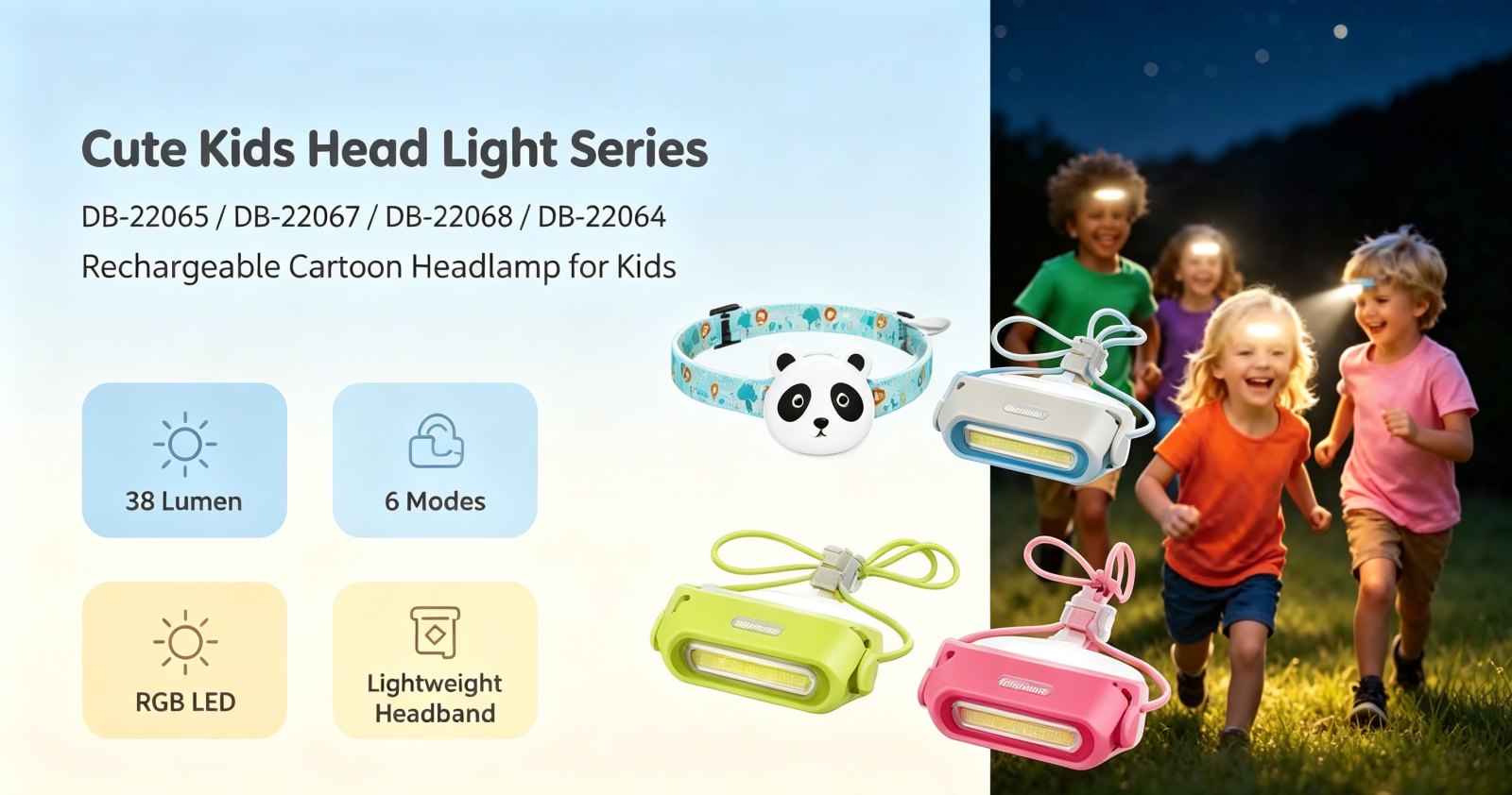 Cute Kids Rechargeable Cartoon Headlamp