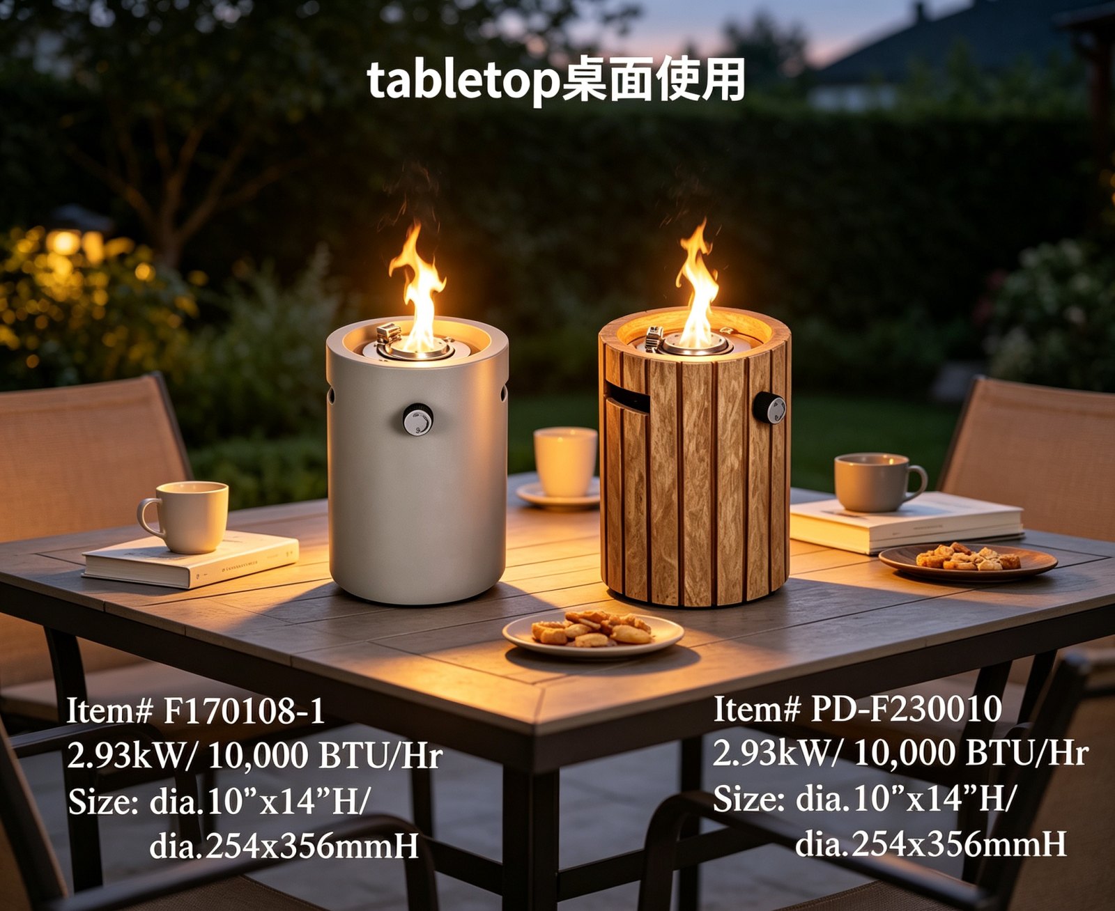 Tabletop Propane Gas Fire Pit, Small Outdoor Patio Fire Bowl for Tabletop Heating