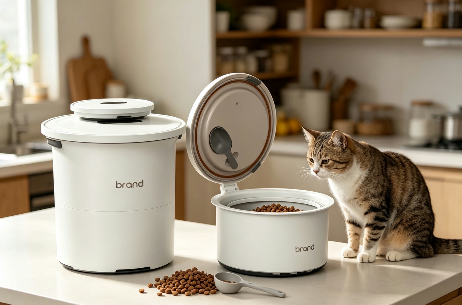 Foldable Vacuum Pet Food Storage Bucket, Airtight Moisture-Proof Grain Container