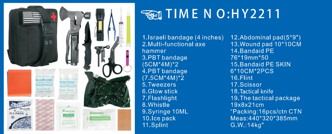 Tactical Survival First Aid Kit IFAK, Medical + Outdoor Survival Tools Molle Pouch
