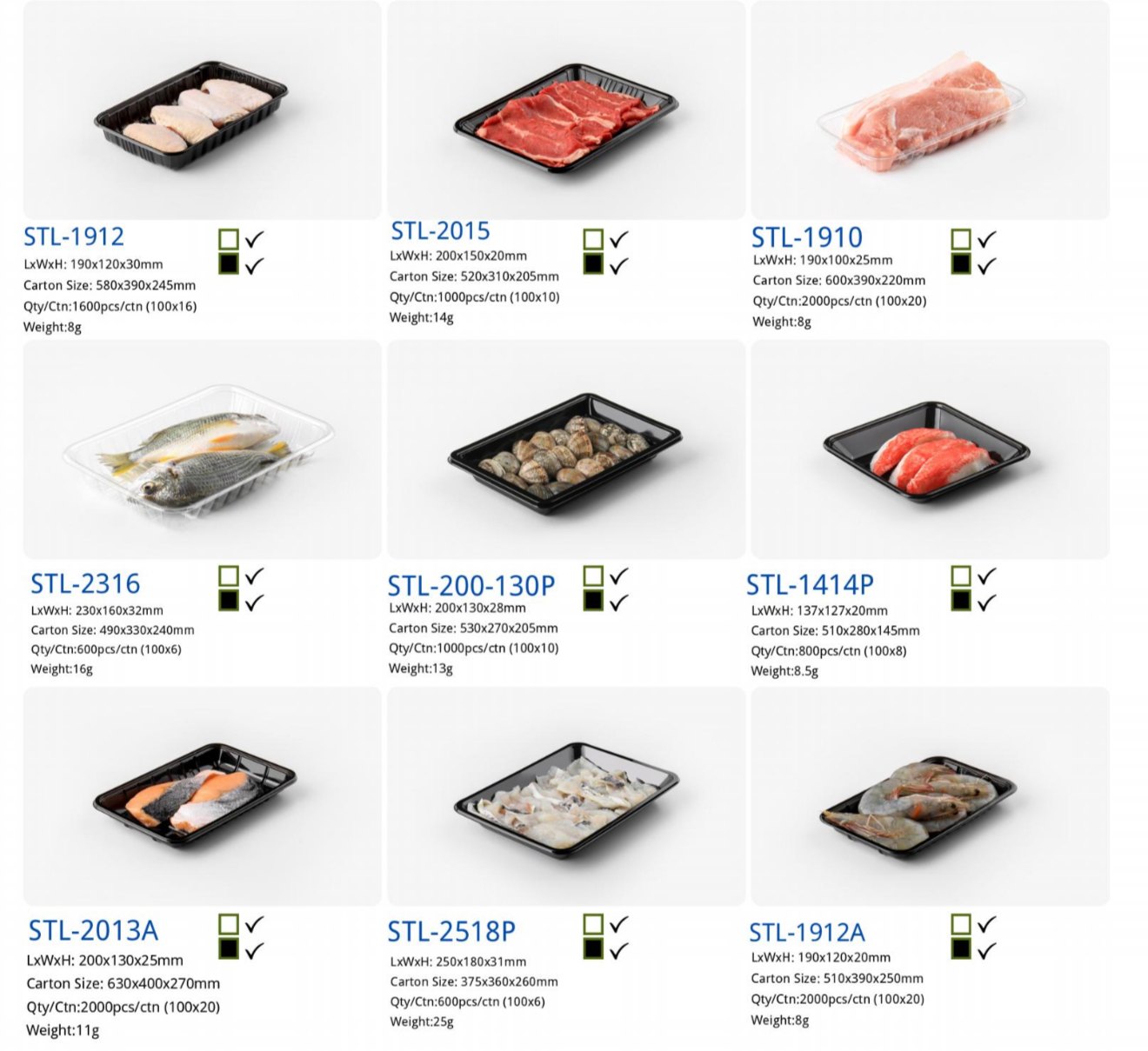 PET & RPET Disposable Plastic Food Trays