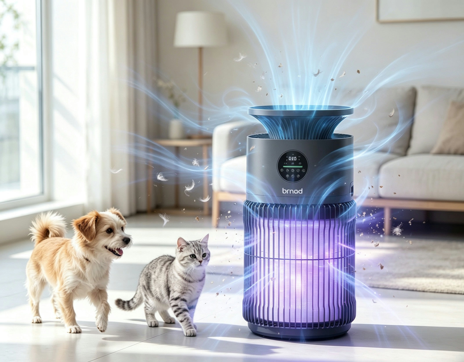 Pet Air Purifier with HEPA Filter, UV-C, APP Control