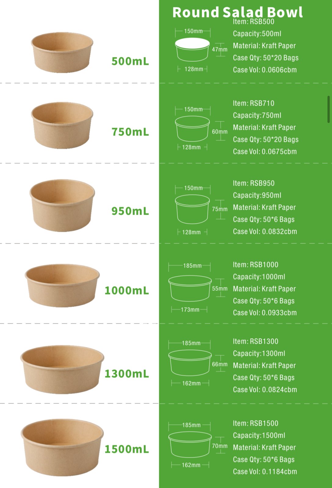 Kraft Two-Piece Food Containers with Separate Lid