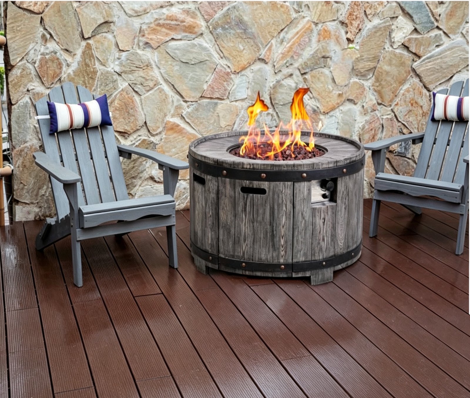 Internal Fire Table, Propane Gas Fire Pit Table with Internal Tank Compartment, 30000-50000 BTU Outdoor Patio Heater