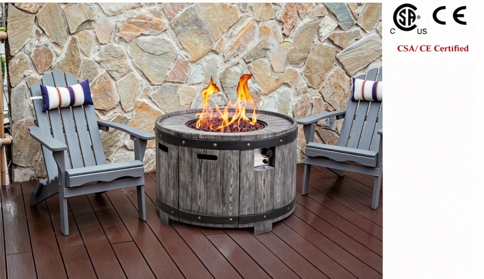 Internal Fire Heater, Propane Gas Glass Tube Patio Heater, 30000-50000 BTU Outdoor Standing Gas Heater