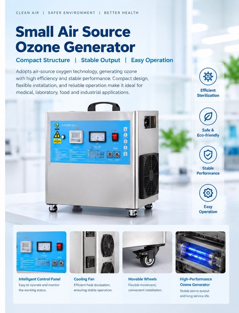 Small Air Source Ozone Generator, Portable Air-cooled Ozone Disinfection Machine