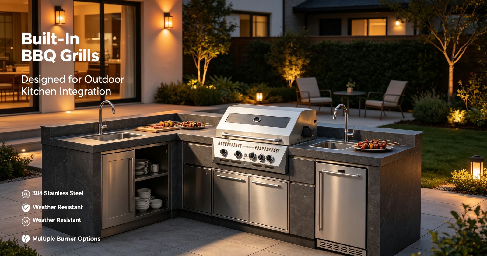 Built‑In BBQ Gas Grills (No Side Burner)