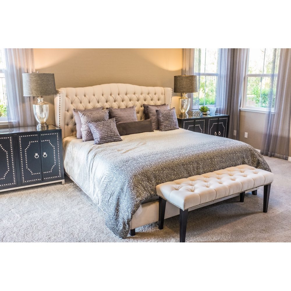 Upholstered bed frame with headboard