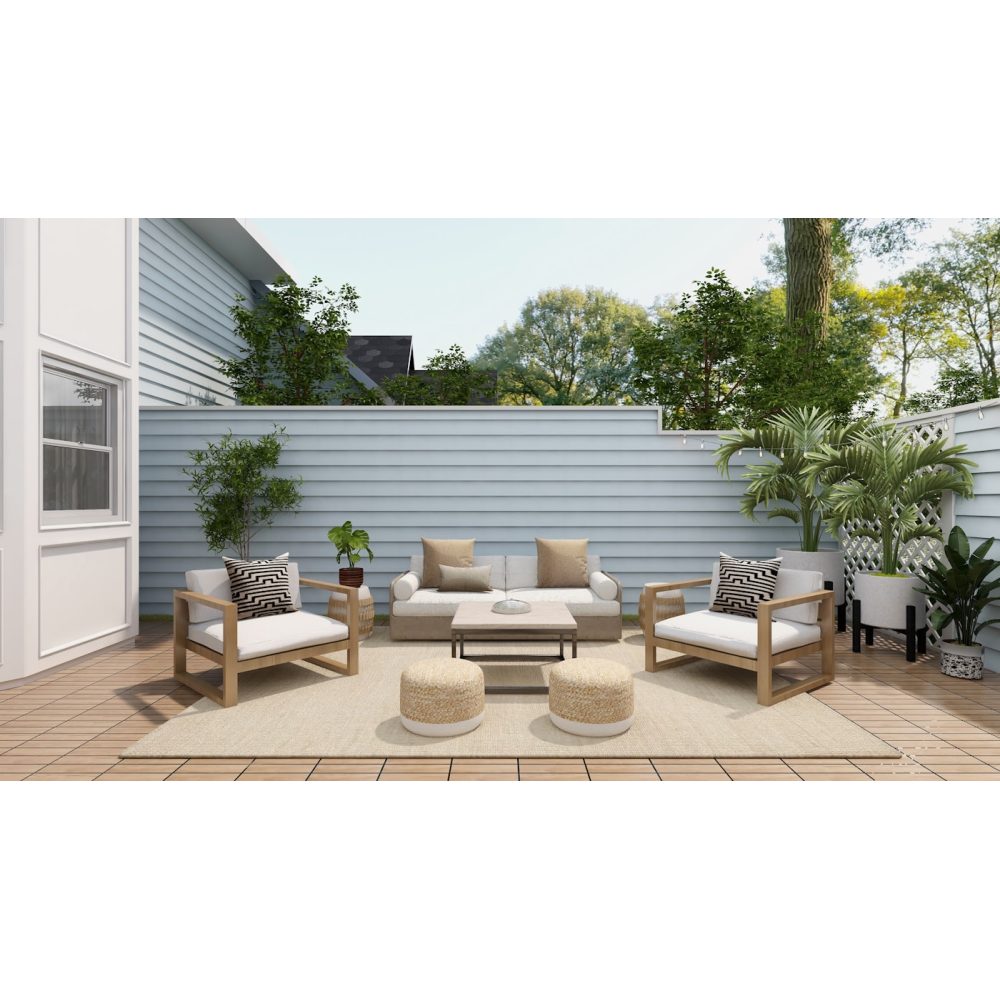 Cushioned outdoor sofa set